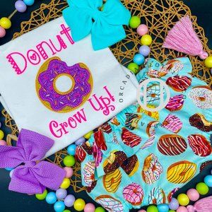 Infant Girls Donut Grow Up Ruffle Bottom Diaper Cover Set